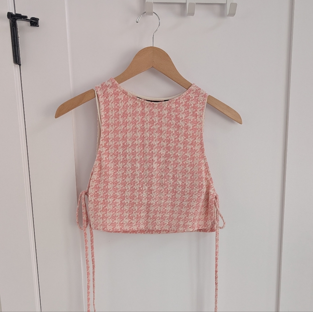 Zara Pink Houndstooth Crop Top